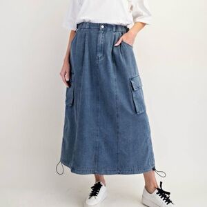 Easel Denim Cargo Skirt